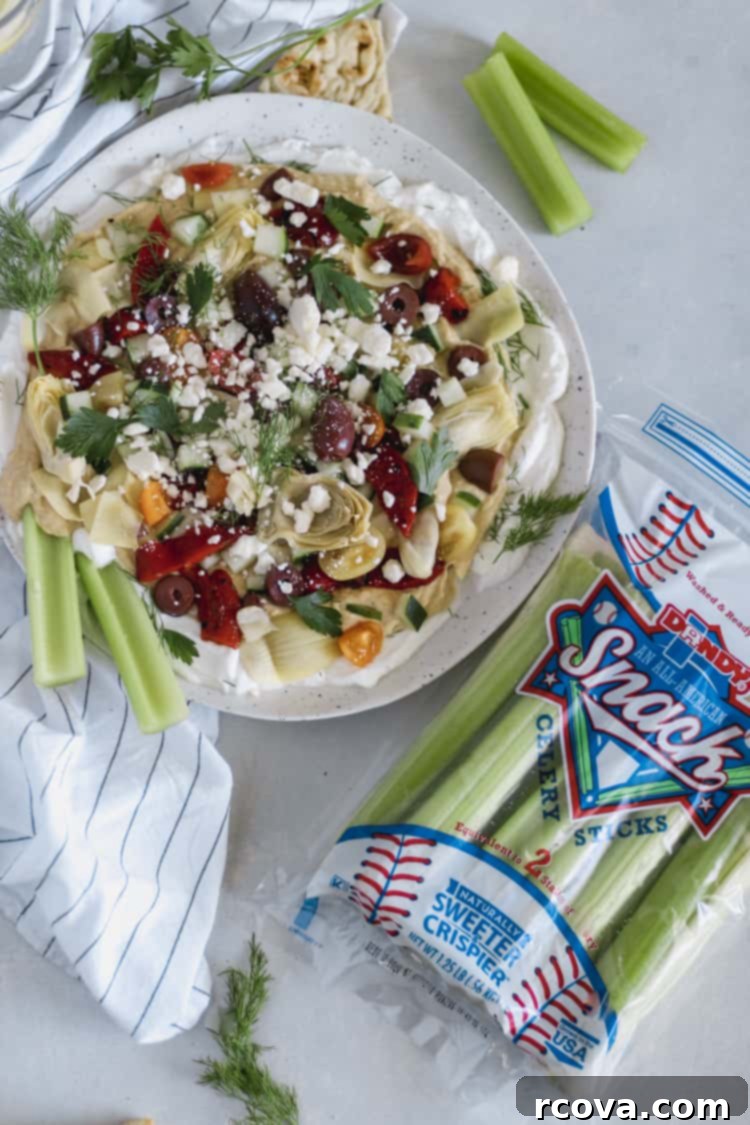 Vibrant Greek Hummus Stack with Creamy Yogurt 6 layered greek hummus dip with yogurt