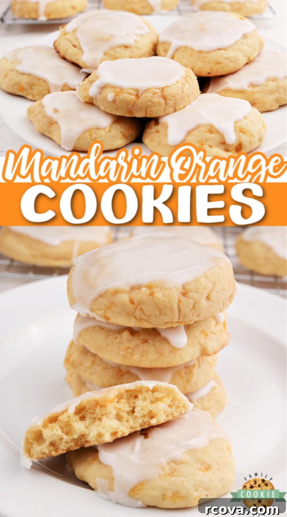 Zesty Mandarin Glazed Cookies 10 A close-up shot of a single Glazed Mandarin Orange Cookie, highlighting its soft texture and the rich orange glaze.