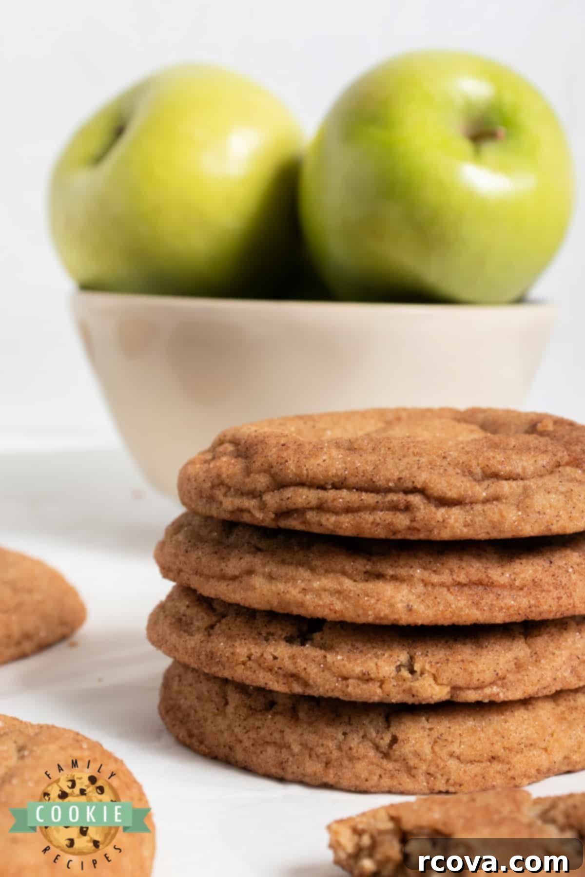 Spiced Apple Snickerdoodle Cookies 2 Apple Snickerdoodle Cookies are soft, chewy and full of apple flavor. Made with apple butter and rolled in cinnamon sugar for an irresistible cookie that’s perfect for the fall!