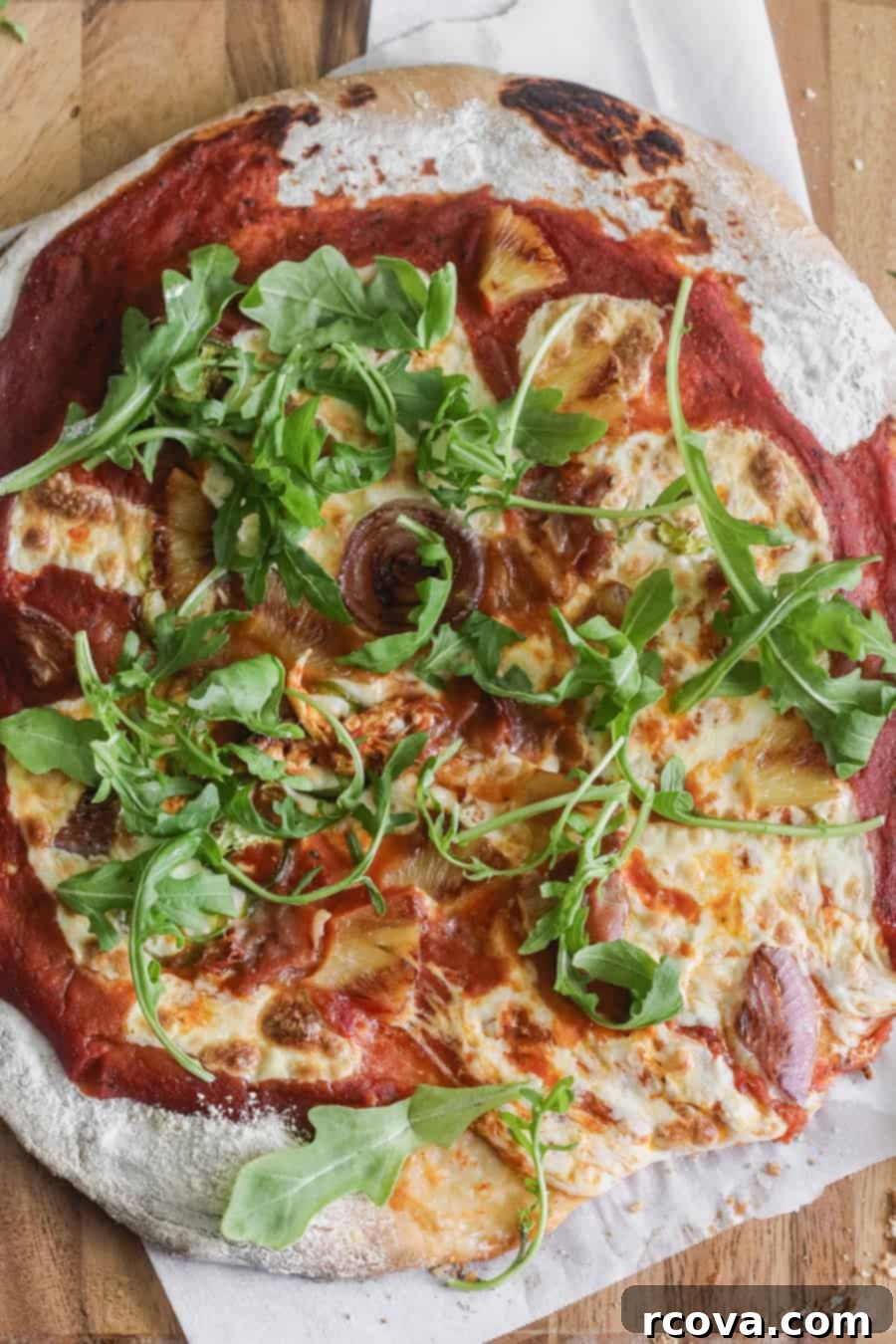 Tropical Fire Prosciutto Pizza 3 Grilled Pineapple Pizza with Prosciutto and Jalapenos - Close-up of Smoky Goodness