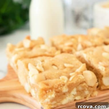 Irresistible White Chocolate Macadamia Blondies 7 White Chocolate Macadamia Cookie Bars