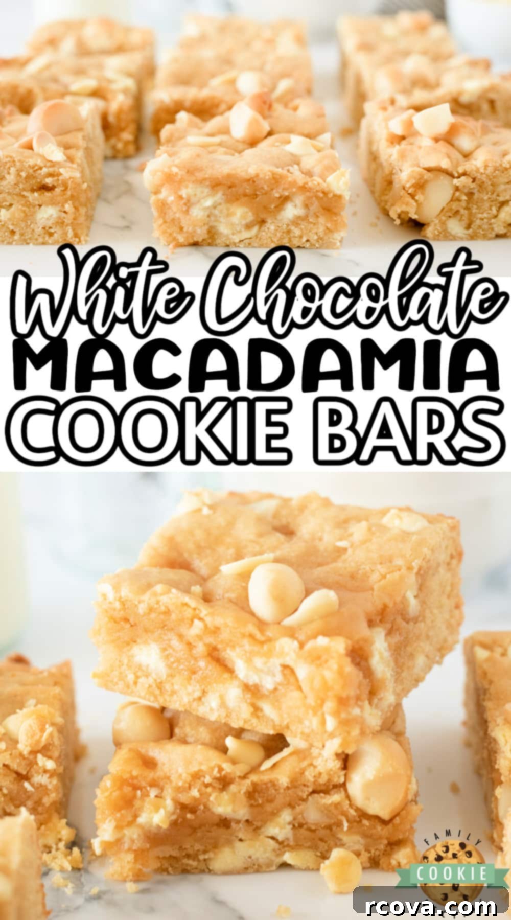 Irresistible White Chocolate Macadamia Blondies 10 A beautifully arranged serving of White Chocolate Macadamia Cookie Bars, highlighting their rich texture and generous toppings.
