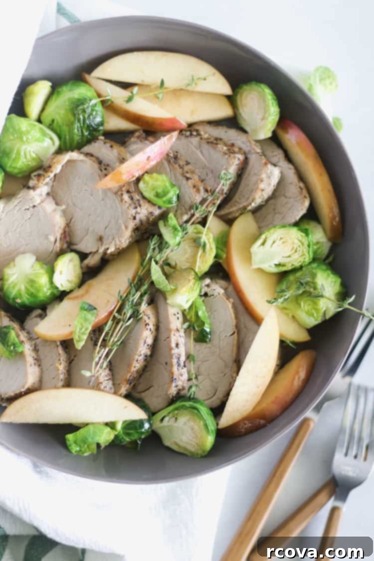 Slow Cooker Harvest Pork Tenderloin with Apples and Brussels 2 slow cooker pork tenderloin with apples + brussels sprouts