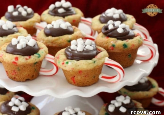 Holiday Cookie Magic: Recipes for Festive Cheer 10 Hot Chocolate Cookie Cups with candy cane handles