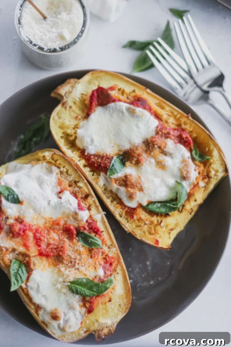 Cheesy Spaghetti Squash Boat Perfection 2 low carb spaghetti squash parmesan boats