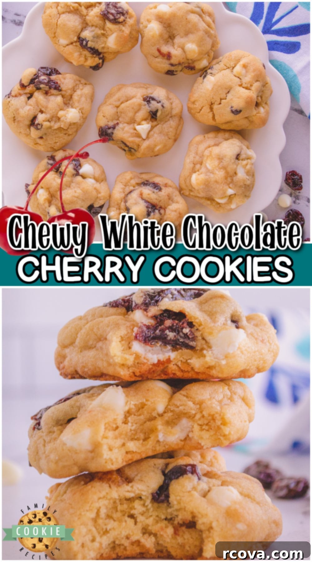 Velvet White Chocolate Cherry Cookies 12 White Chocolate Cherry Cookies are sweet & chewy homemade cookies bursting with bright cherry flavor! Cherry cookies made with white chocolate chips perfect for any time!