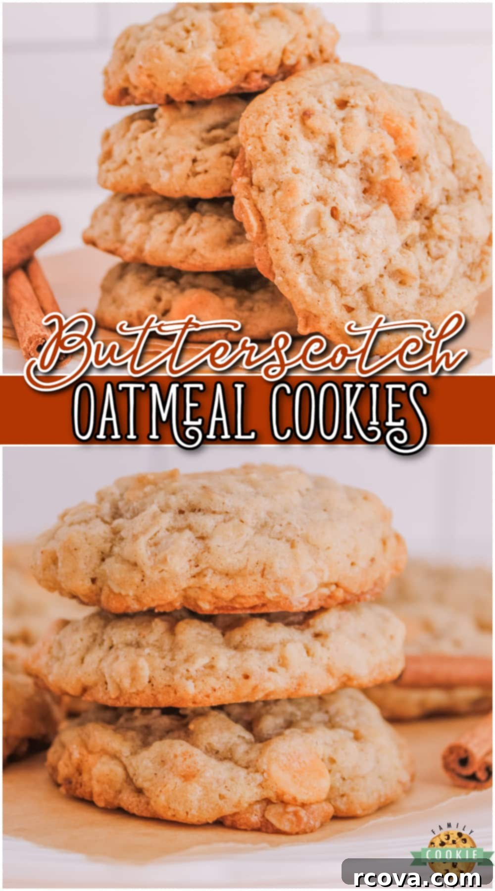 Golden Butterscotch Oatmeal Cookies 12 Close-up collage of chewy Oatmeal Butterscotch Cookies with a warm, inviting glow