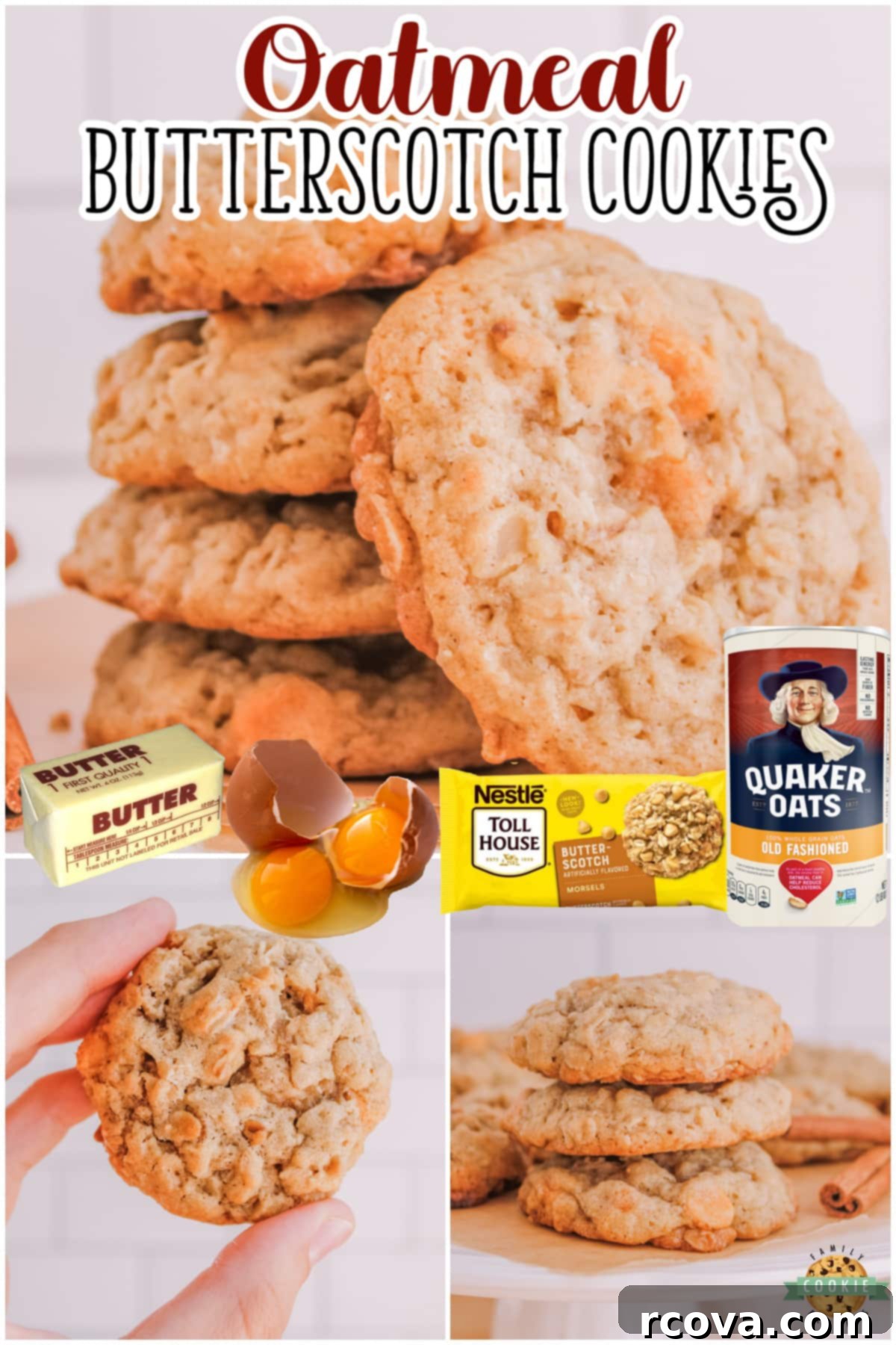 Golden Butterscotch Oatmeal Cookies 8 Oatmeal Butterscotch Cookies are a delicious fall favorite, made with chewy oats and studded with creamy bits of butterscotch. This recipe for oatmeal scotchies is incredible, every cookie is buttery, well spiced and the texture is simply amazing.