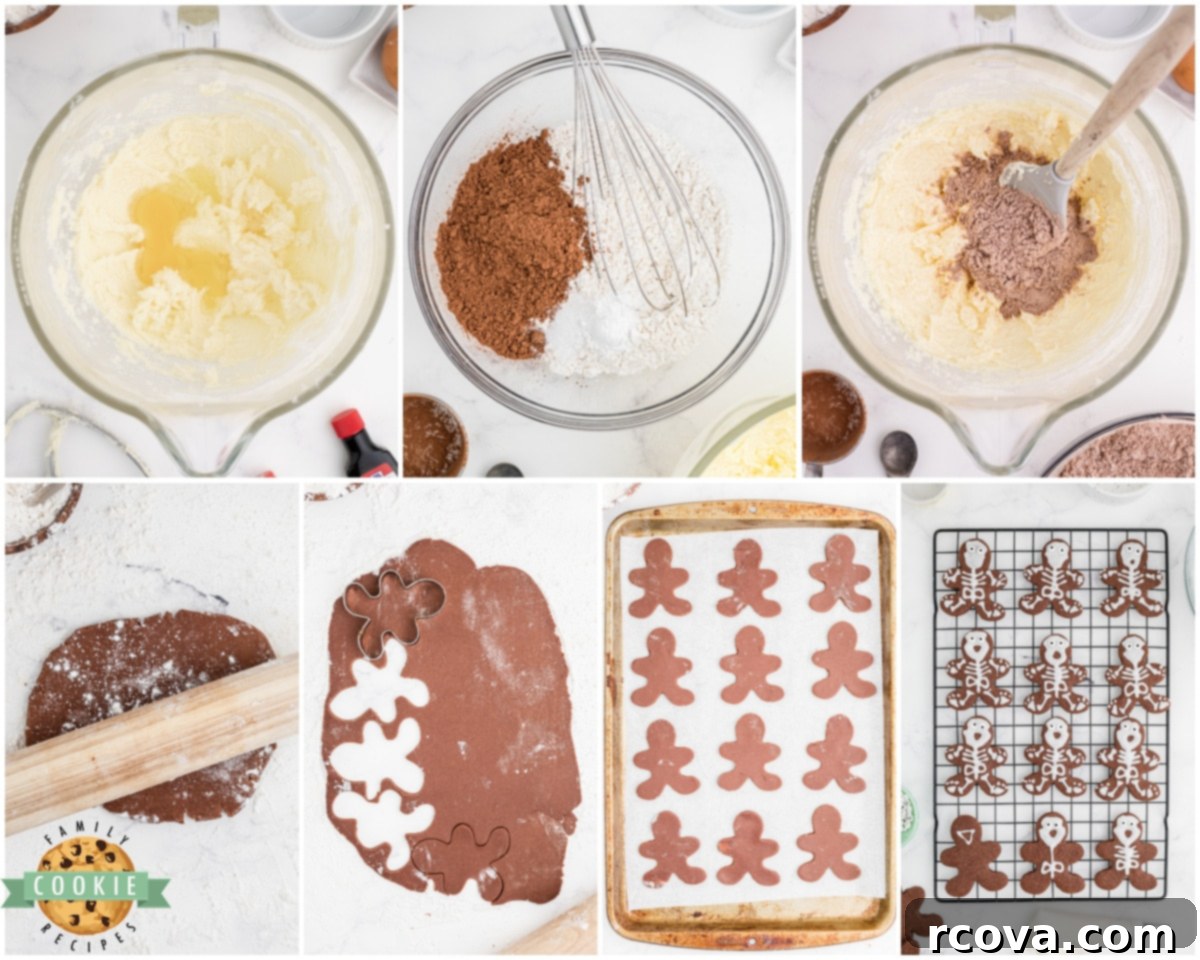 Sweetly Spooky Skeletons 6 how to make chocolate cut out cookies