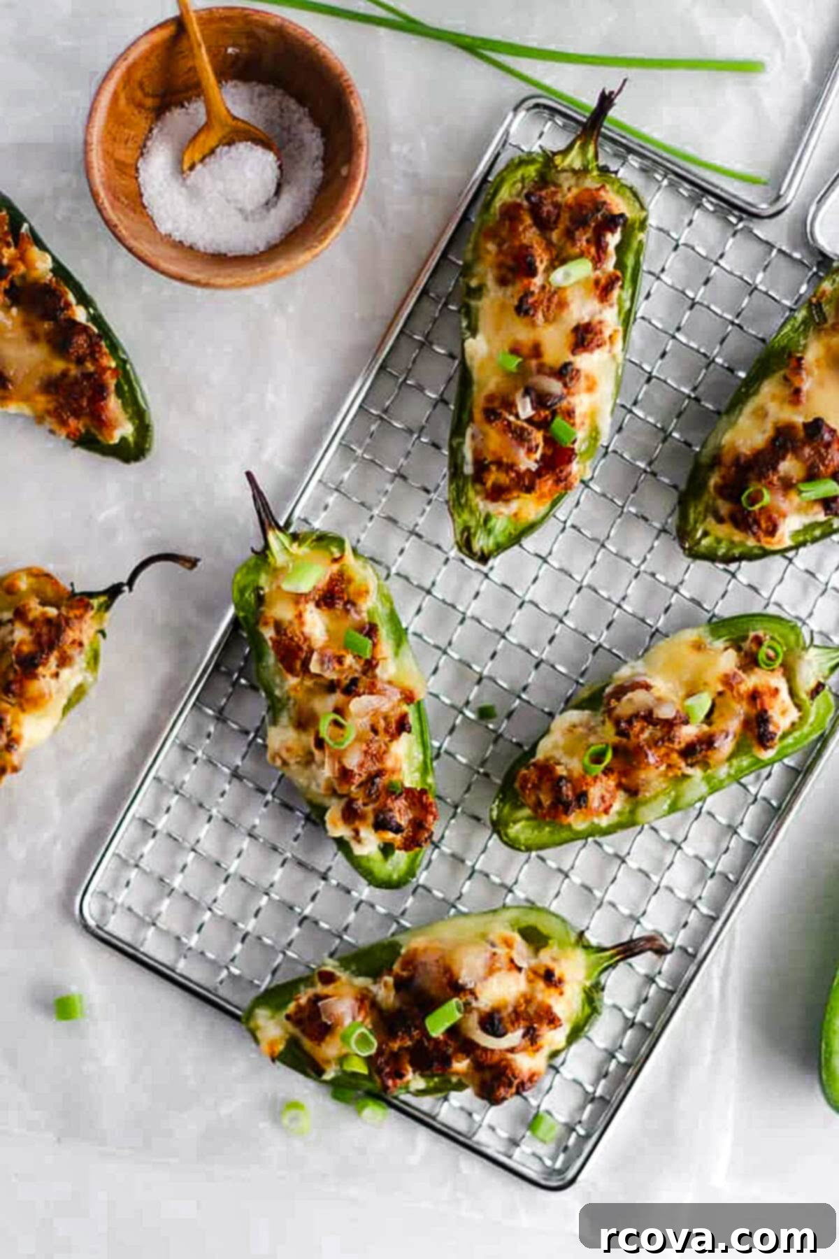 Creamy Gouda Sausage Poppers 3 Preparation step: halved fresh jalapeno peppers ready for filling.