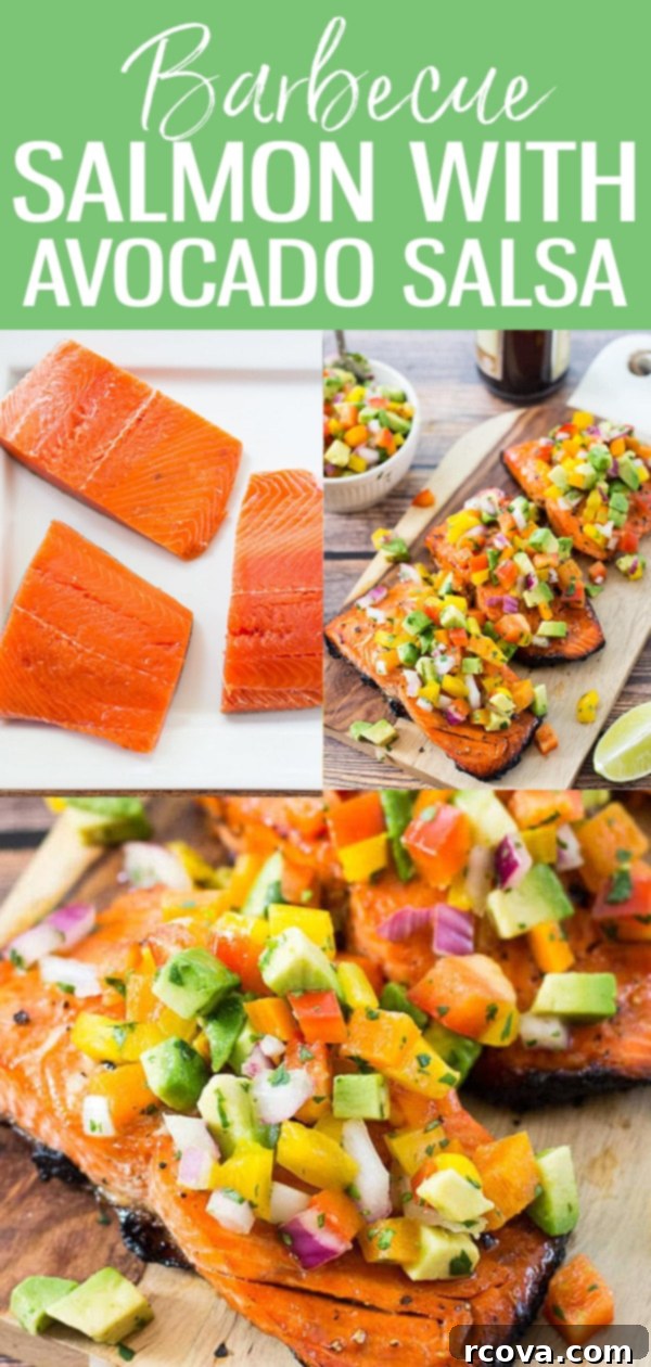 Effortless Grilled Salmon with Zesty Avocado Salsa 12 This Easy BBQ Salmon with Avocado Salsa is the perfect summer dinner idea and takes only 10 minutes to cook on the grill! #bbqsalmon #avocadosalsa