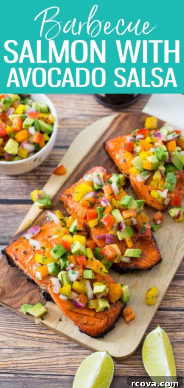 Effortless Grilled Salmon with Zesty Avocado Salsa 13 This Easy BBQ Salmon with Avocado Salsa is the perfect summer dinner idea and takes only 10 minutes to cook on the grill! #bbqsalmon #avocadosalsa