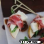 Silent Prosciutto Delight: Apple, Brie & Balsamic Bites 6 prosciutto wrapped apples with brie and balsamic