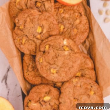 Hearty Apple Cinnamon Cookies 6 pile of chunky apple cinnamon cookies