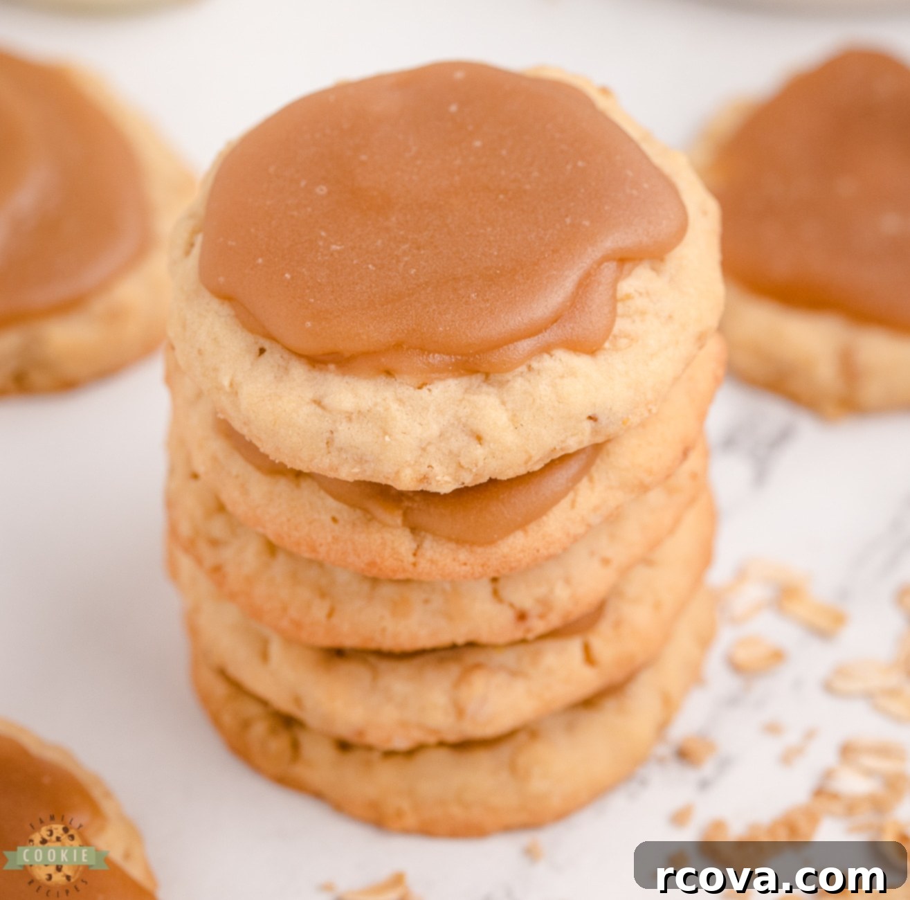 Chewy Brown Sugar Oatmeal Cookies 3 Stack of soft and chewy oatmeal brown sugar cookies