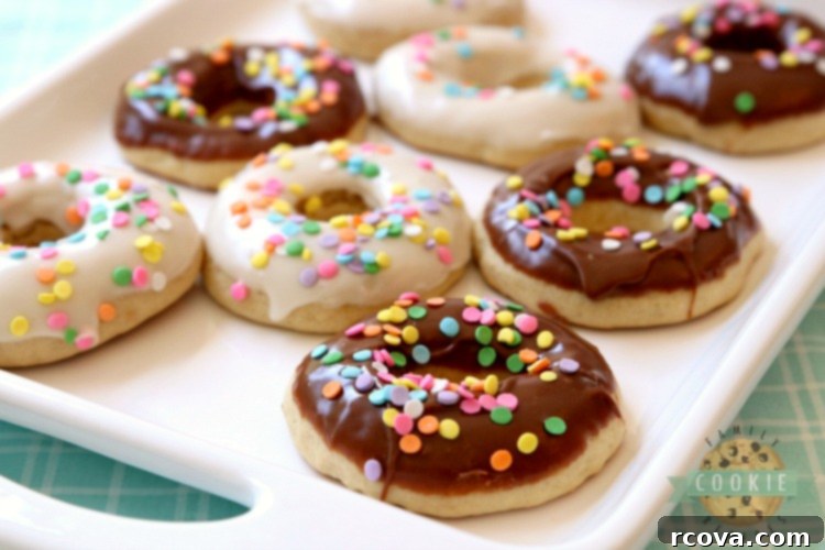 Glossy Donut Cookies 2 Glazed Donut Cookies are soft & pillowy donut-shaped cookies with a lovely chocolate or vanilla glaze & topped with sprinkles! Everything you love about donuts, only in cookie form!