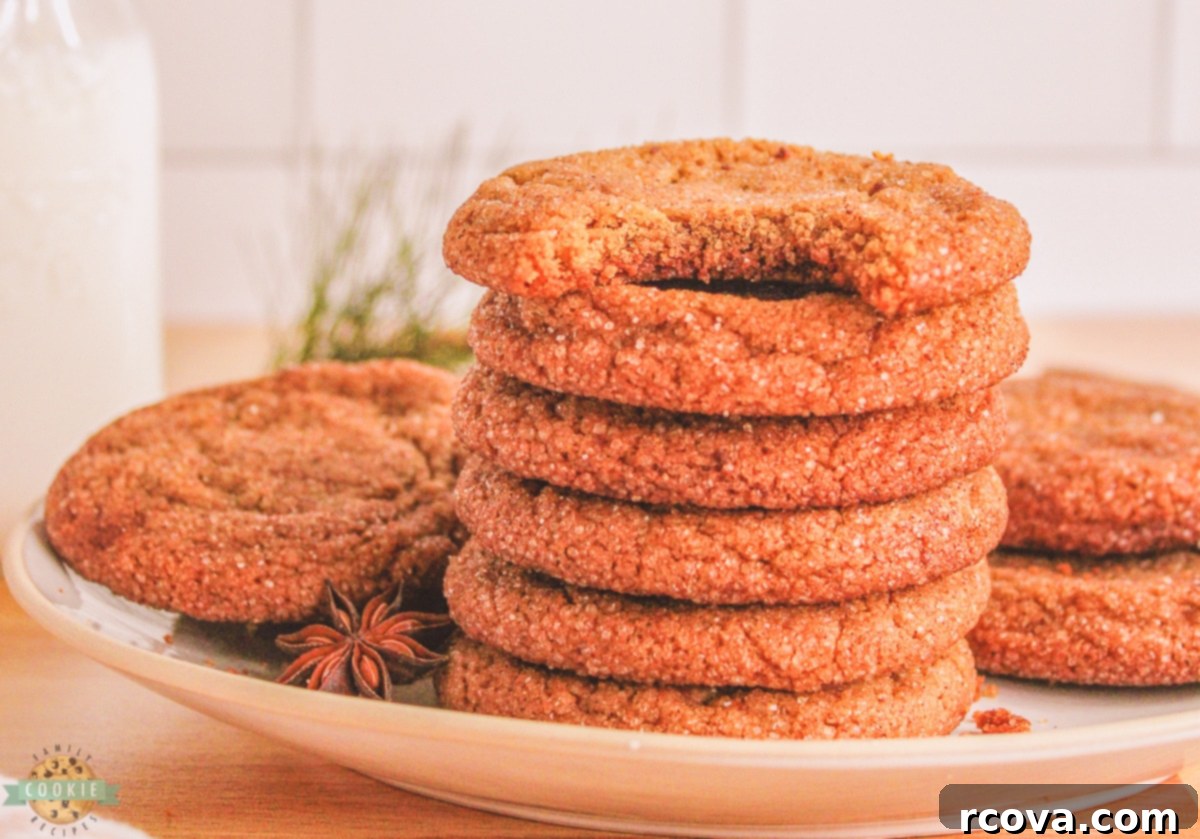 Warm Spiced Ginger Cookies 2 stack of gingersnap cookies, ready to be enjoyed