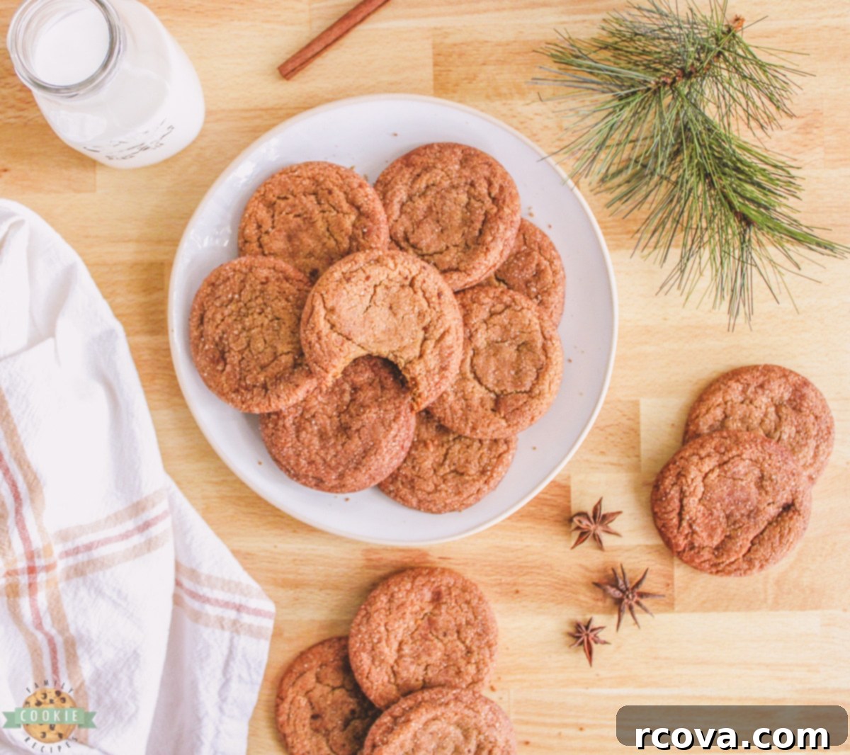Warm Spiced Ginger Cookies 3 old fashioned gingersnap cookies on a cooling rack