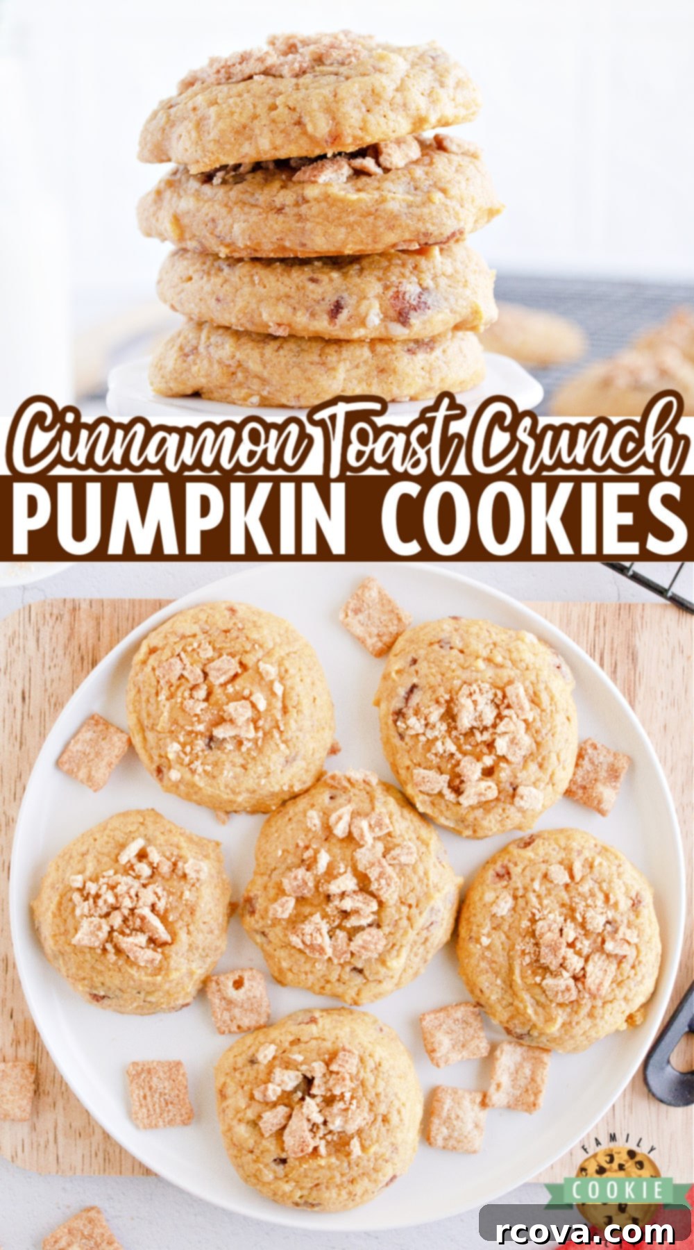 CTC Pumpkin Spice Cookies 10 Another enticing shot of Cinnamon Toast Crunch Pumpkin Cookies, ready for serving.