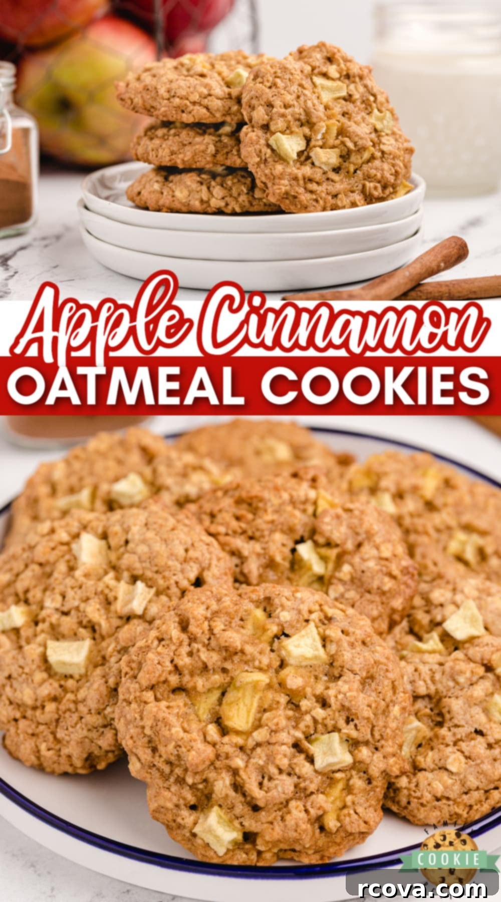 Cozy Apple Cinnamon Oat Cookies 11 Apple Cinnamon Oatmeal Cookies made with a cake mix, fresh apples, applesauce and a few other basic ingredients. Delicious cake mix cookie recipe that tastes like apple pie!