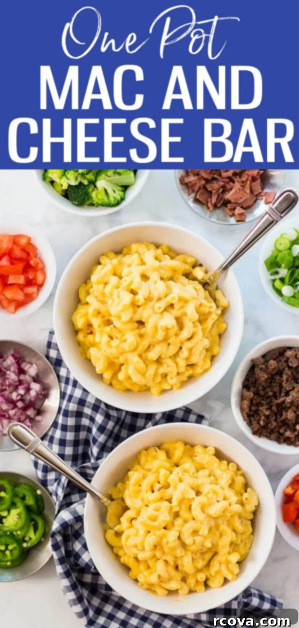 One Pot Wonder Mac and Cheese Bar 10 This One Pot Creamy Mac and Cheese Bar is a great option for your next party and a fun way to jazz up plain old mac and cheese! #macandcheese