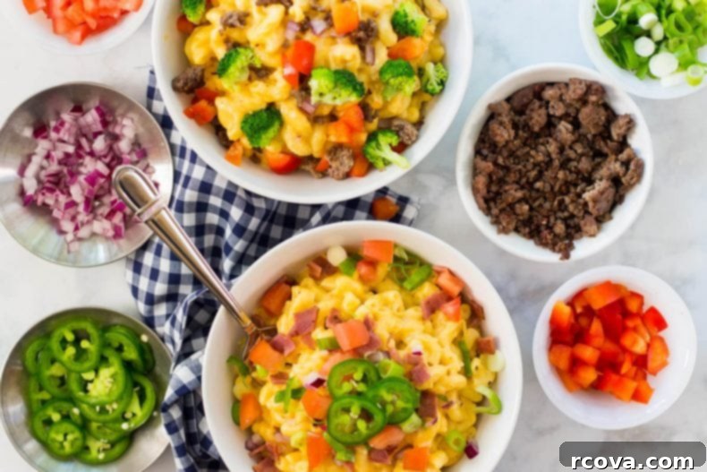 One Pot Wonder Mac and Cheese Bar 4 One Pot Creamy Mac and Cheese Bar with toppings in bowls