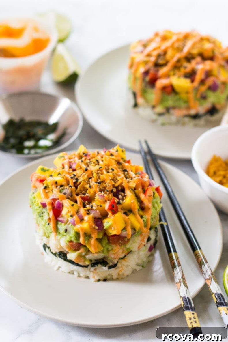 Fiery Shrimp Piles with Tropical Mango Relish 2 Spicy Shrimp Stack with Mango Salsa