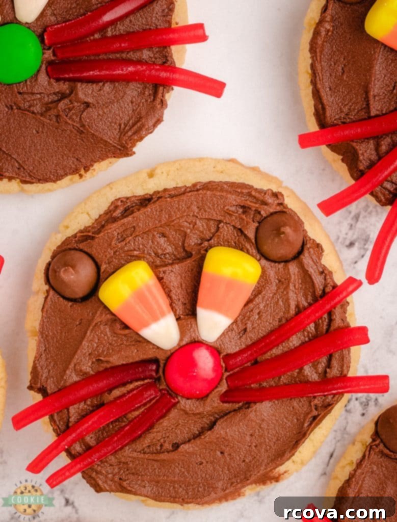 Black Cat Halloween Cookies 5 cat cookie with candy corn eyes