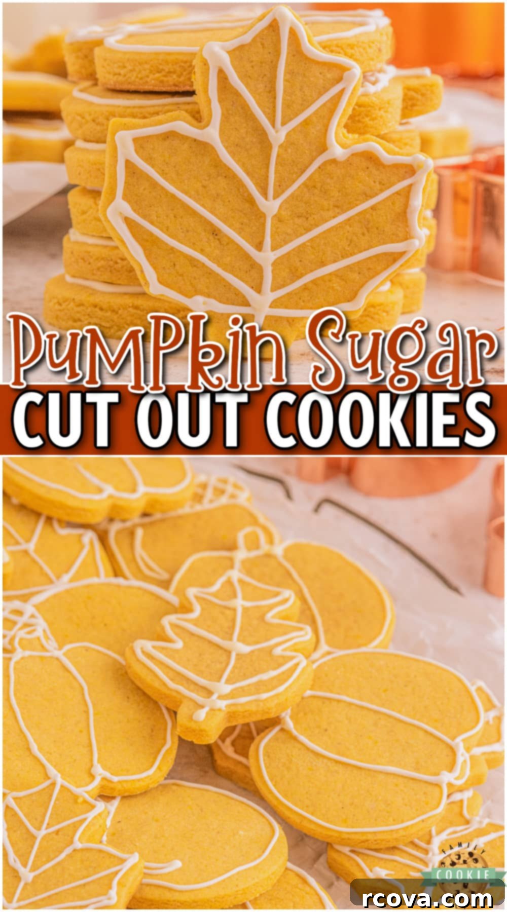 Sweet Autumn Cutout Sugar Cookies 12 Fall Cut Out Sugar Cookies are soft, flavorful pumpkin cookies cut into delightful Autumn shapes! Perfect pumpkin spice flavor in these buttery sugar cookies.