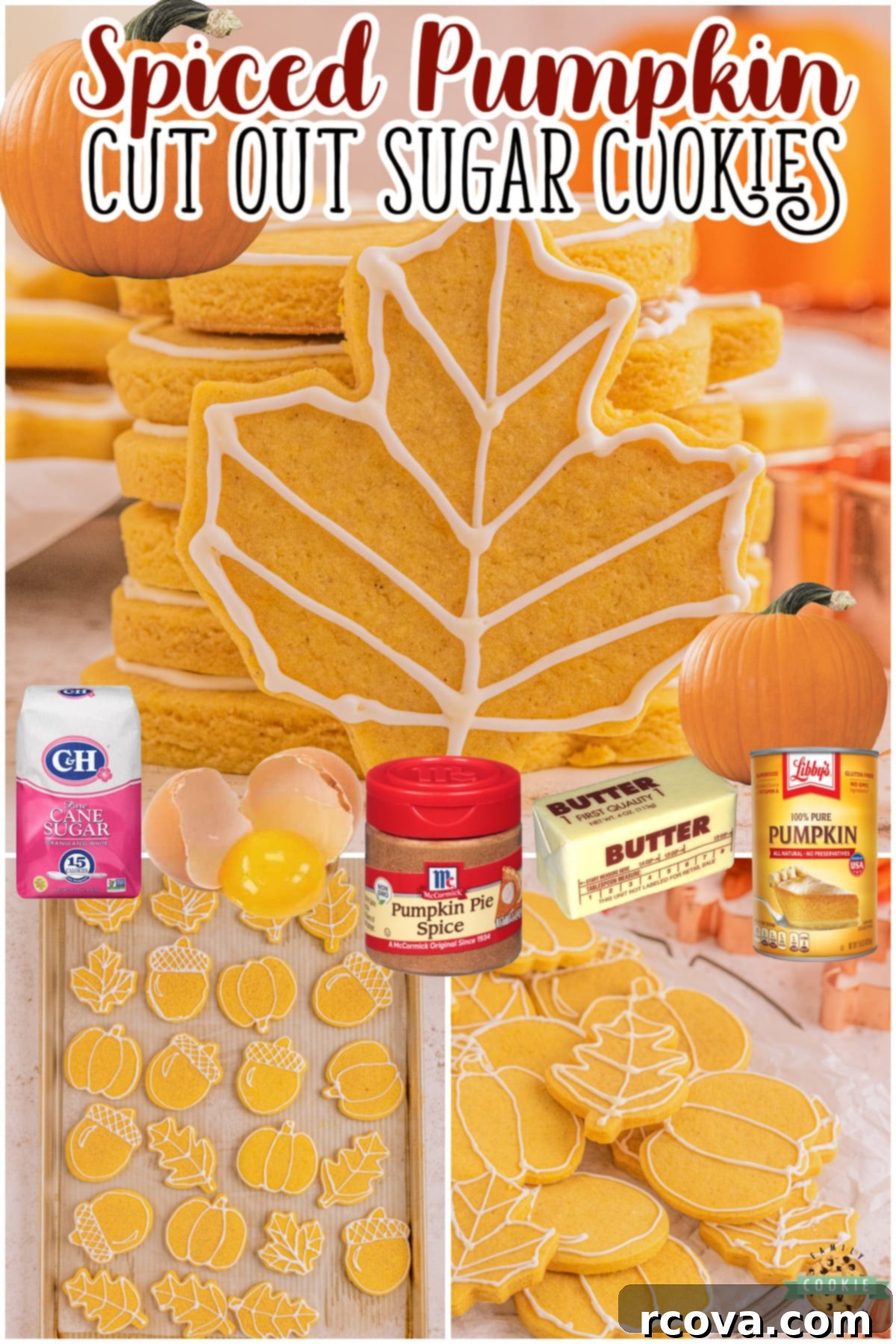 Sweet Autumn Cutout Sugar Cookies 8 Fall Cut Out Sugar Cookies are soft, flavorful pumpkin cookies cut into delightful Autumn shapes! Perfect pumpkin spice flavor in these buttery sugar cookies.
