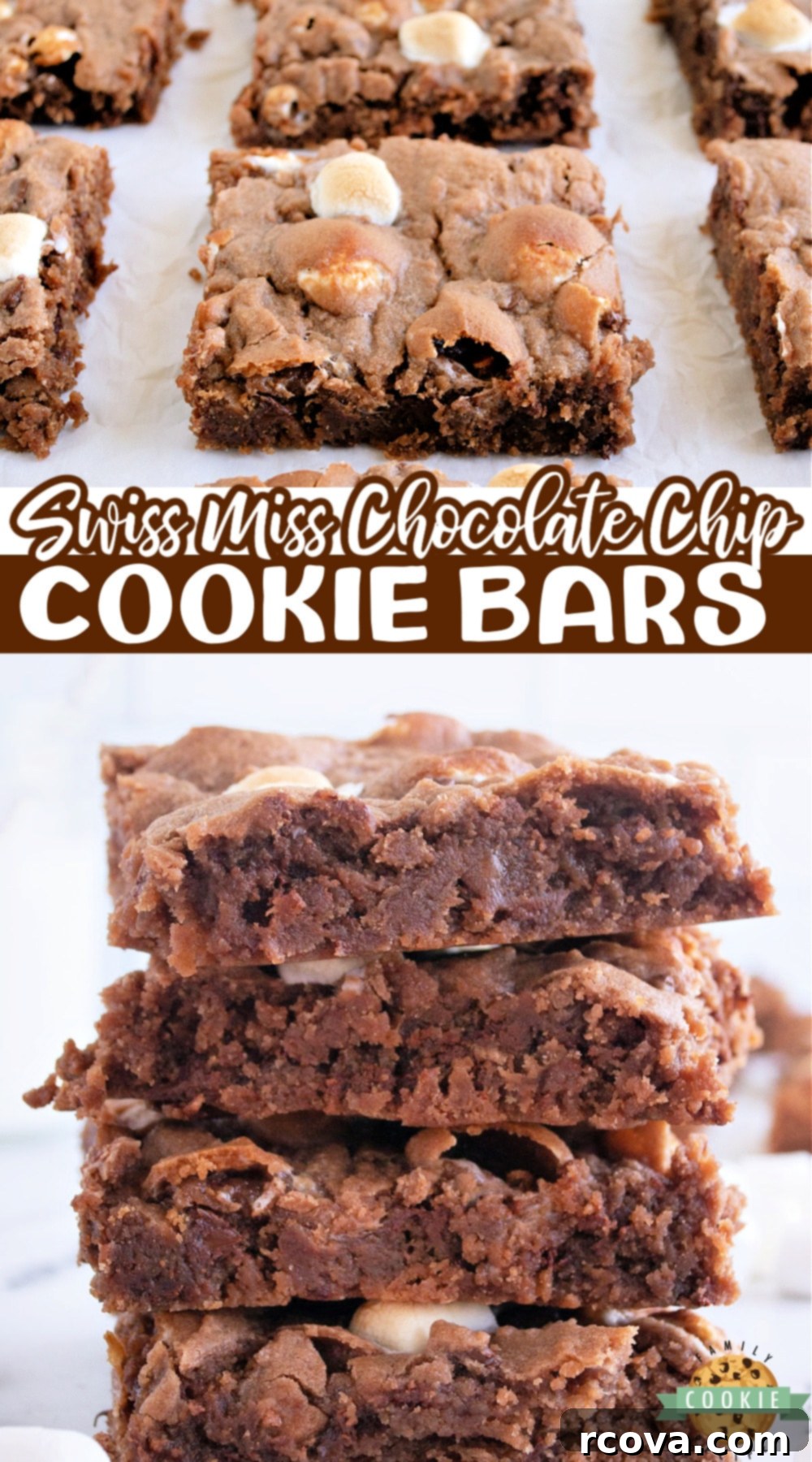 Swiss Miss Chocolate Chip Cookie Bar Bliss 9 An inviting platter of Swiss Miss Chocolate Chip Cookie Bars, with a mug of hot cocoa in the background, perfect for a cozy treat.