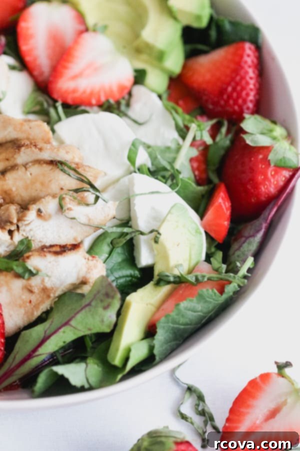 Luscious Strawberry Caprese Chicken Salad with Maple Balsamic Vinaigrette 5 Ingredients for Strawberry Caprese Chicken Salad with Maple Balsamic Vinaigrette