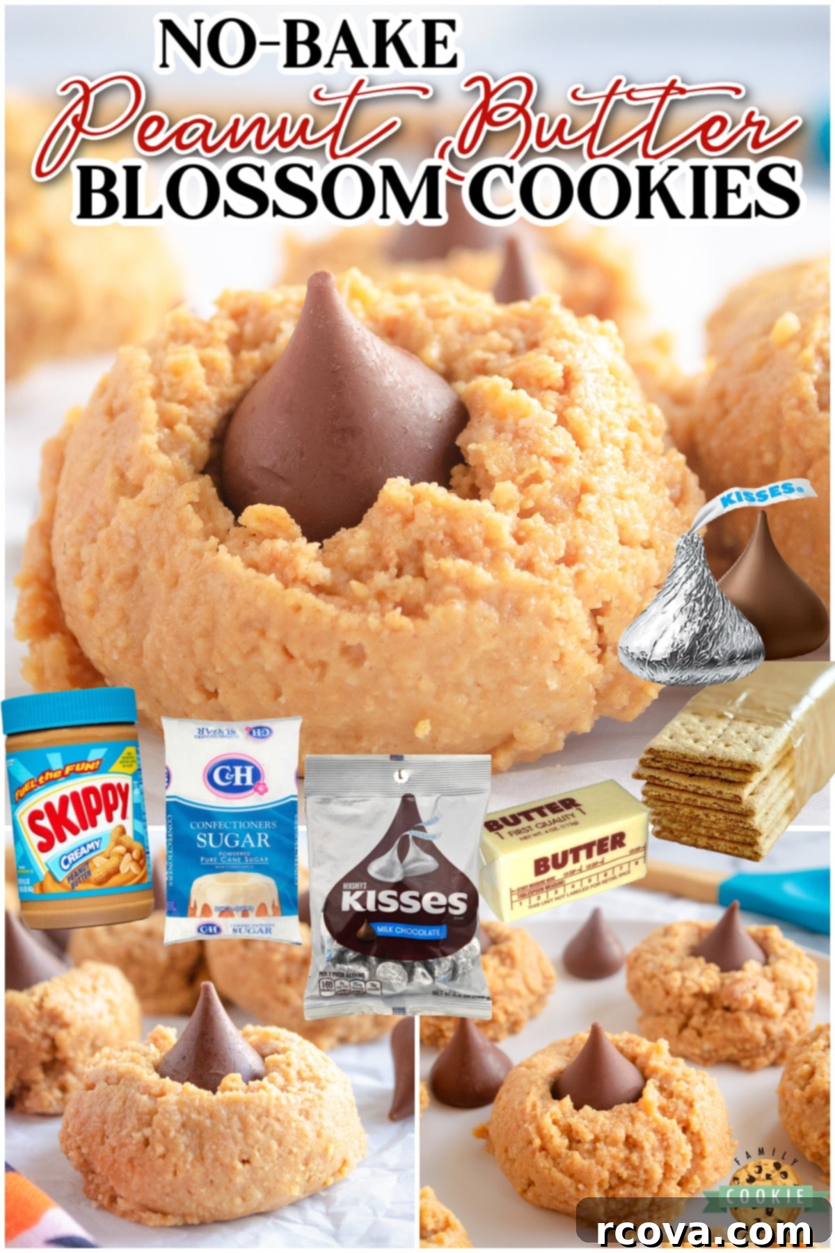 Effortless Peanut Butter Delights 6 A stunning collection of No-bake Peanut Butter Blossoms, simple, 5-ingredient, and perfect for peanut butter and chocolate enthusiasts.