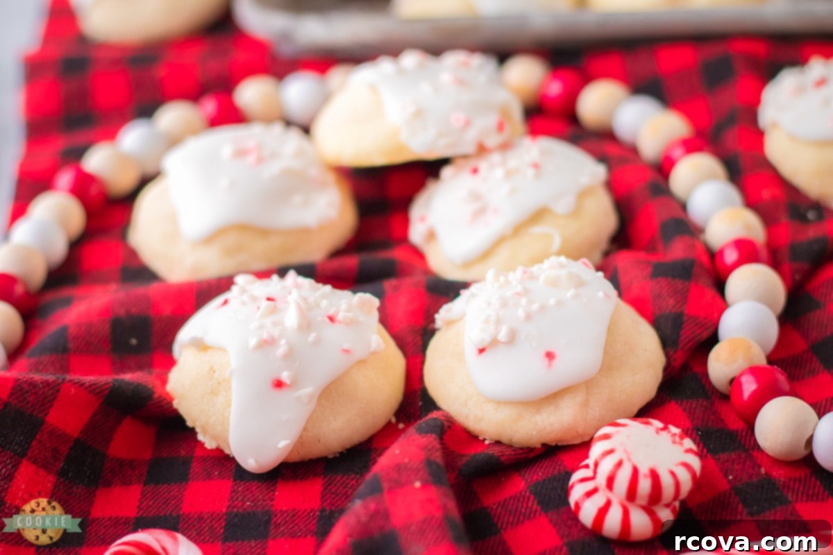 Velvet Peppermint Melts 7 tender meltaways cookies with crushed peppermint, cooling