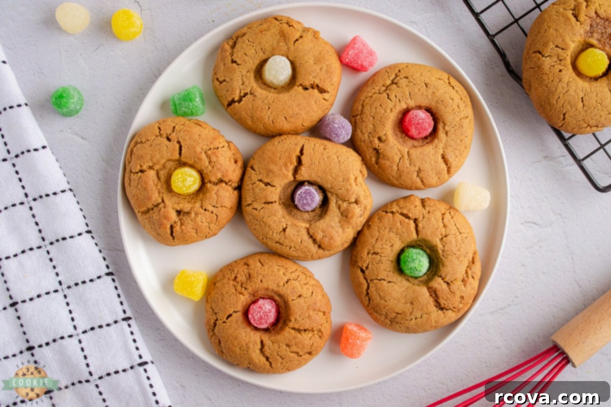 Gingerbread Gumdrop Jewels 8 gingerbread gumdrop cookies on a white plate
