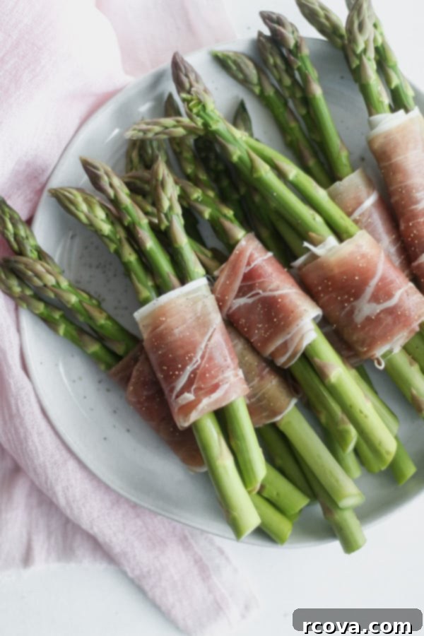 Air Fryer Crispy Prosciutto Asparagus 4 whole30 air fryer prosciutto wrapped asparagus