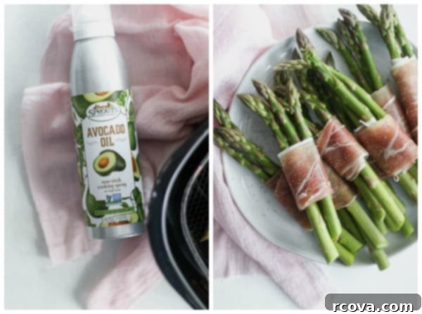 Air Fryer Crispy Prosciutto Asparagus 5 whole30 air fryer prosciutto wrapped asparagus