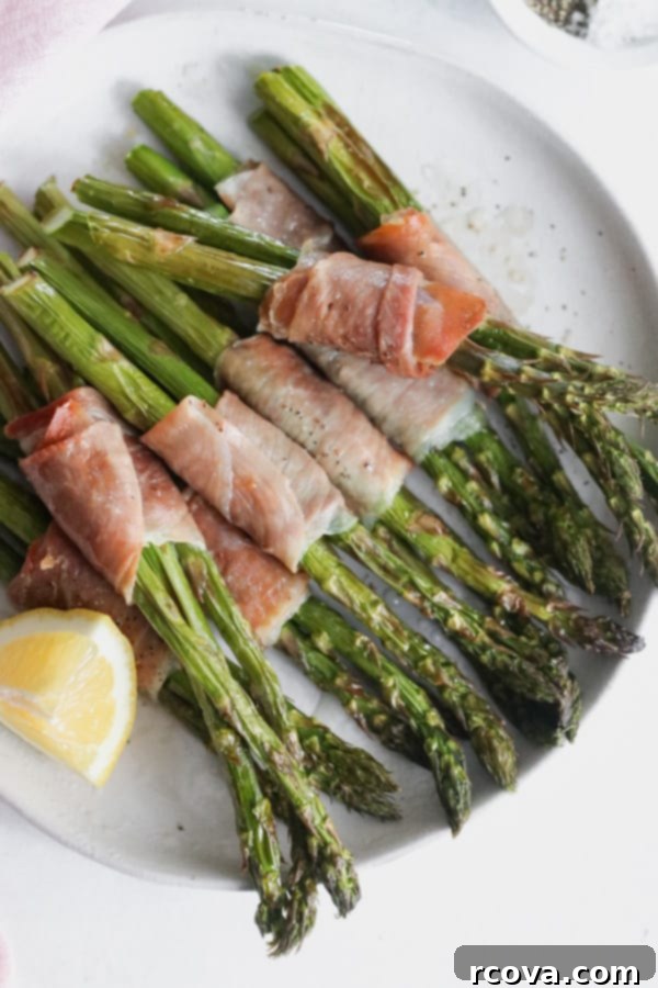 Air Fryer Crispy Prosciutto Asparagus 8 whole30 air fryer prosciutto wrapped asparagus