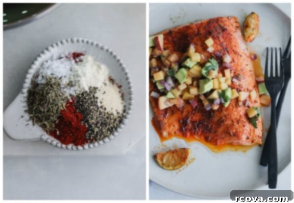 Blackened Salmon with Bright Peach Avocado Salsa 5 whole30 blackened salmon with peach avocado salsa
