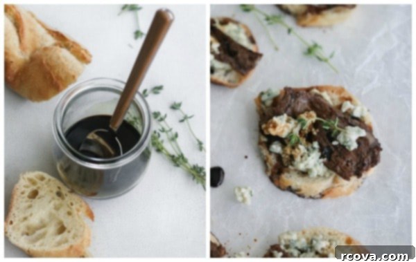 Steak and Blue Cheese Crostini The Ultimate Party Bite 6 Blue Cheese Steak Crostini being prepared
