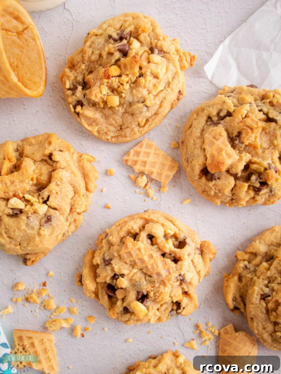 Cookie Cone Creations 4 waffle cone added to chocolate chip cookies