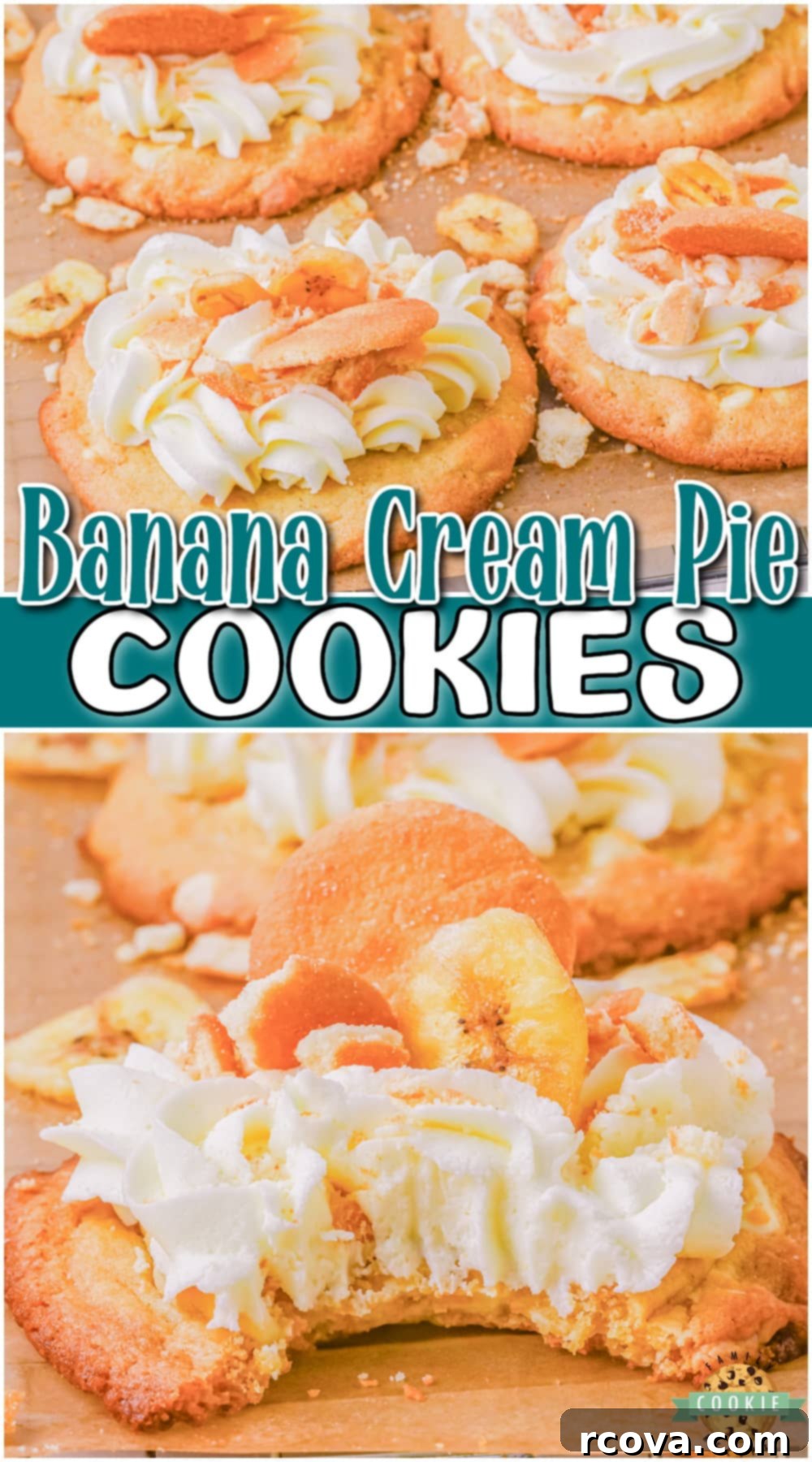 Luscious Banana Cream Cookies 15 Banana Cream Cookies made with banana pudding, Nilla wafers & buttercream frosting. This banana cookie recipe is a fun twist on the classic banana cream pie!