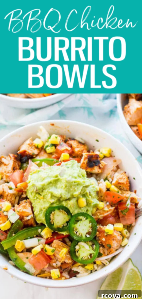 Chipotle Chicken Bowl Extravaganza 15 Chipotle Chicken Burrito Bowls are filled with corn salsa, pico de gallo, guacamole, chipotle marinated chicken and sauteed veggies. #bbqchicken #burritobowls