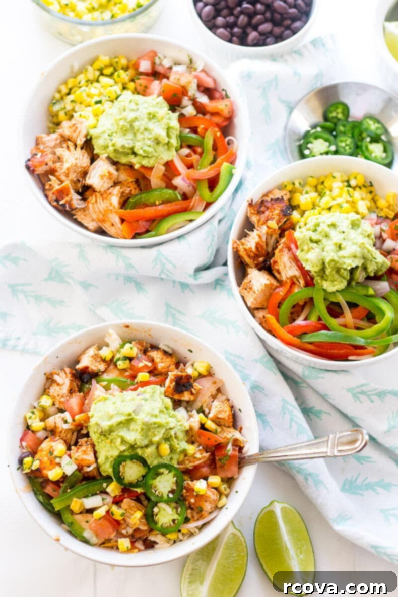 Chipotle Chicken Bowl Extravaganza 10 A beautifully arranged Chipotle Chicken Burrito Bowl with all components visible, highlighting its appeal as a healthy meal.