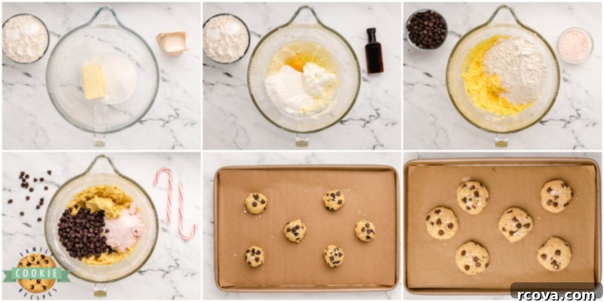 Minty Chocolate Chip Cookie Bliss 6 Step by step instructions on how to make Peppermint Chocolate Chip Cookies