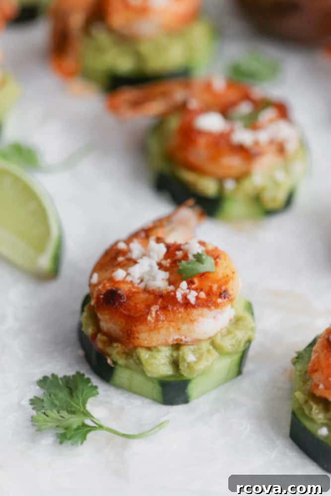 Zesty Shrimp & Avocado Cucumber Delights 4 Guacamole and Shrimp Cucumber Bites