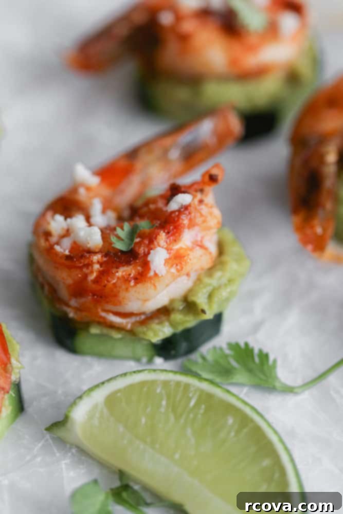 Zesty Shrimp & Avocado Cucumber Delights 5 Guacamole and Shrimp Cucumber Bites