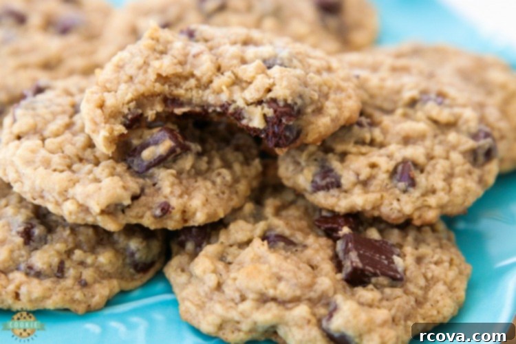 Chewy Chocolate Oatmeal Delights 7 Gathered ingredients for baking delicious Chocolate Chip Oatmeal Cookies.