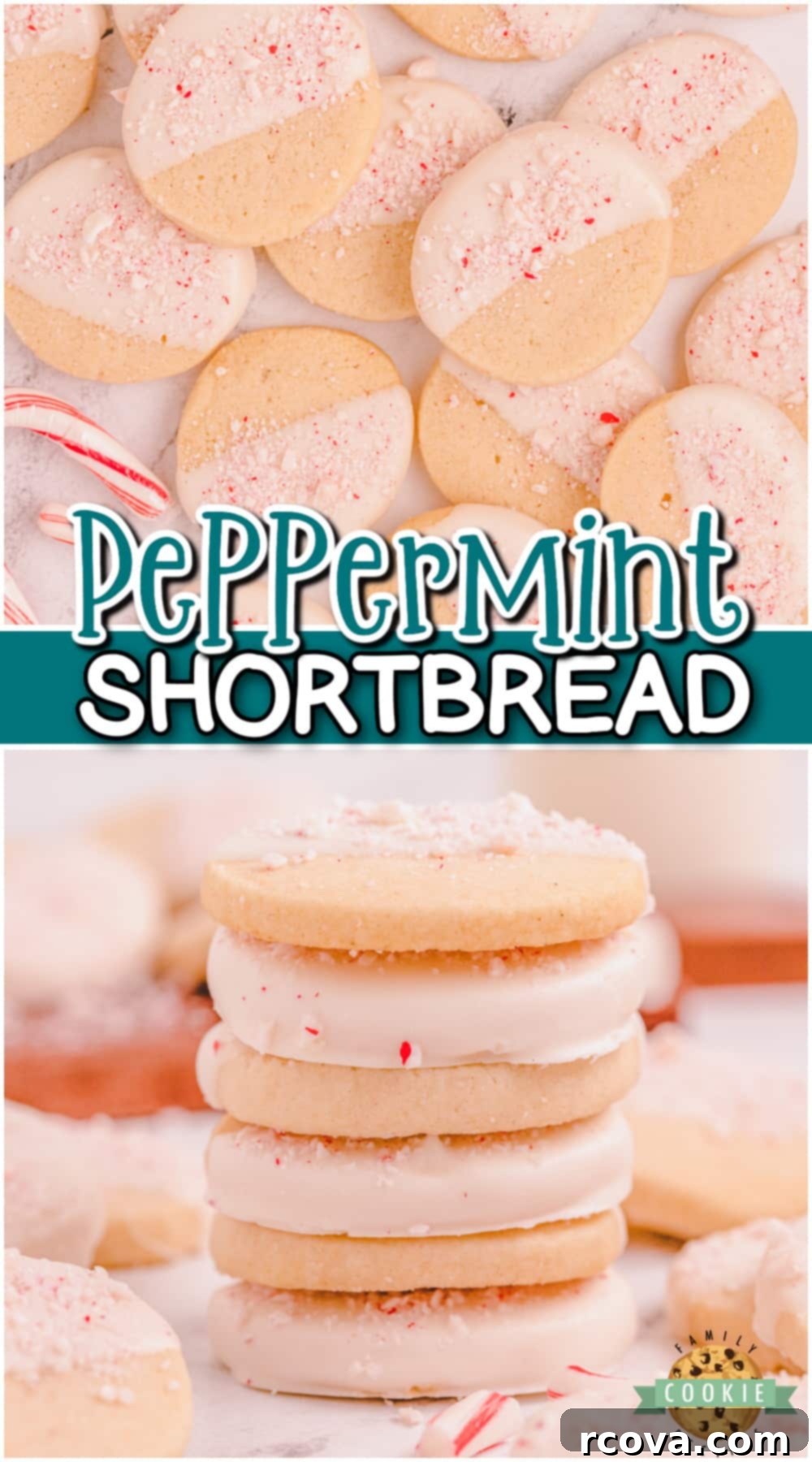 Buttery Peppermint Shortbread Delights 14 Peppermint shortbread cookies are festive buttery cookies topped with white chocolate & candy cane pieces! Shortbread cookies perfect for Christmas!