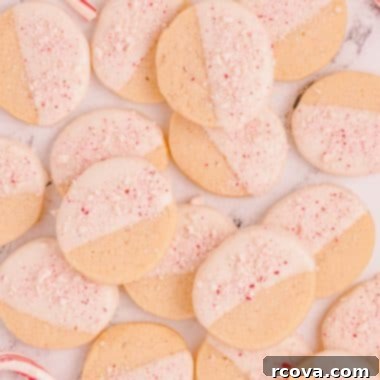 Buttery Peppermint Shortbread Delights 9 A festive tray of peppermint shortbread cookies, beautifully decorated.